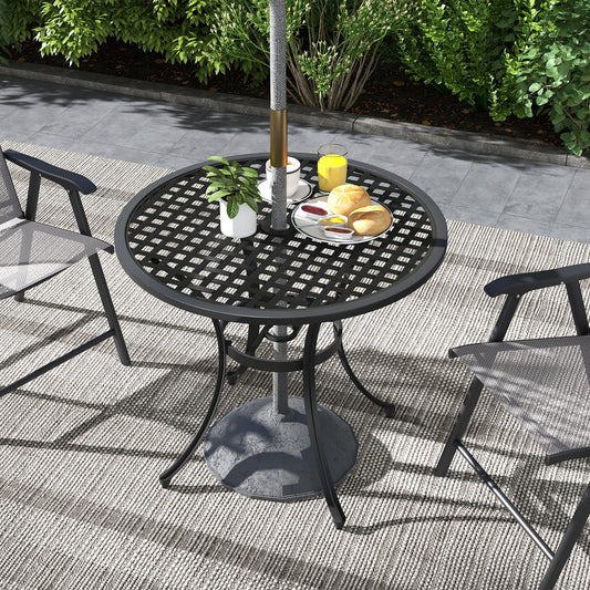 Outsunny Round Aluminium Table, with â50mm Parasol Hole