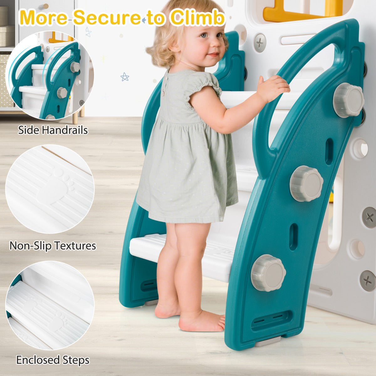 10 in 1 Toddler Swing and Slide Set Kids Indoor Playground-Yellow