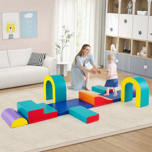10-Piece Foam Climbing Blocks for Crawling Climbing and Sliding-Green