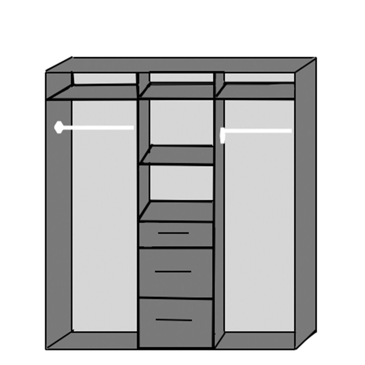 Wardrobe COMODO 3 Door Wardrobe White and Grey 135cm