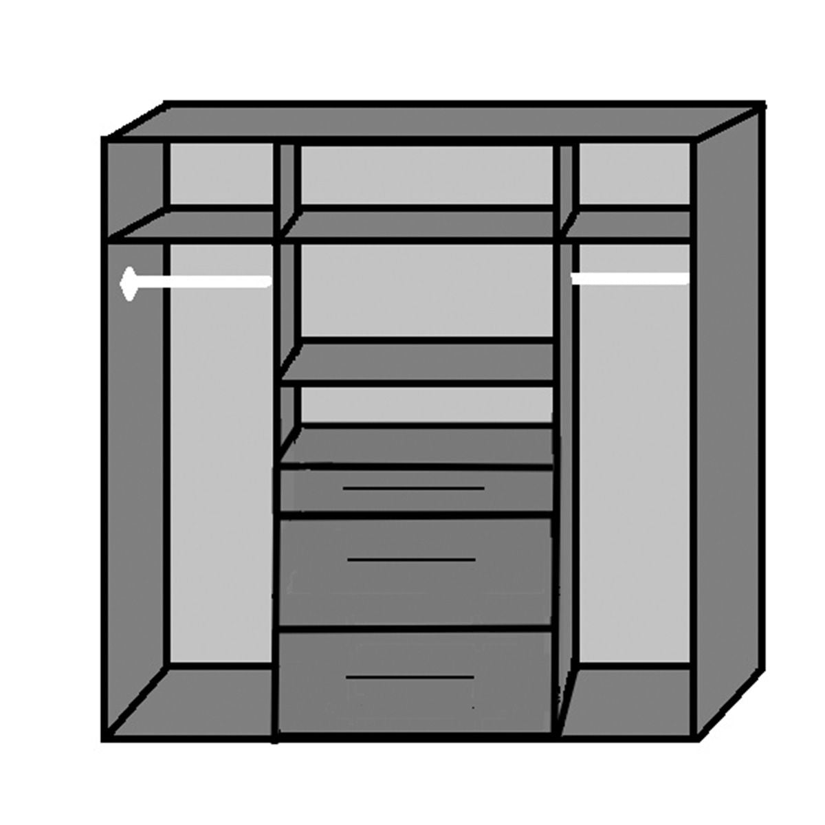 Wardrobe COMODO 4 Door Wardrobe White and Grey 180cm