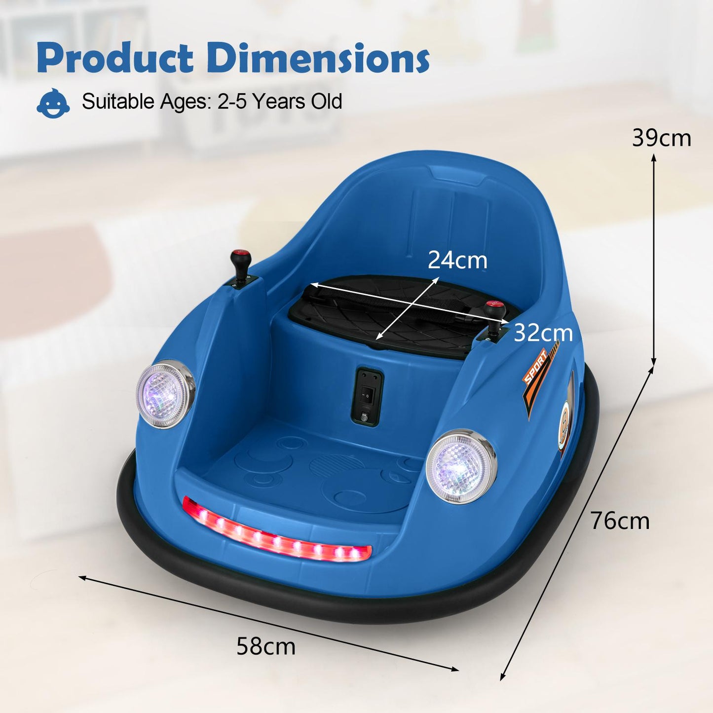 12V Kids Ride on Bumper Car with Remote Control and Music-Navy