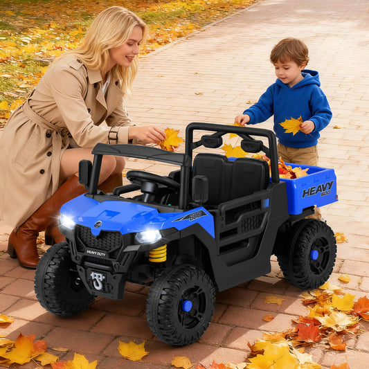 12V Ride on Dump Truck with Electric Dump Bed with Music and Remote Control-Blue