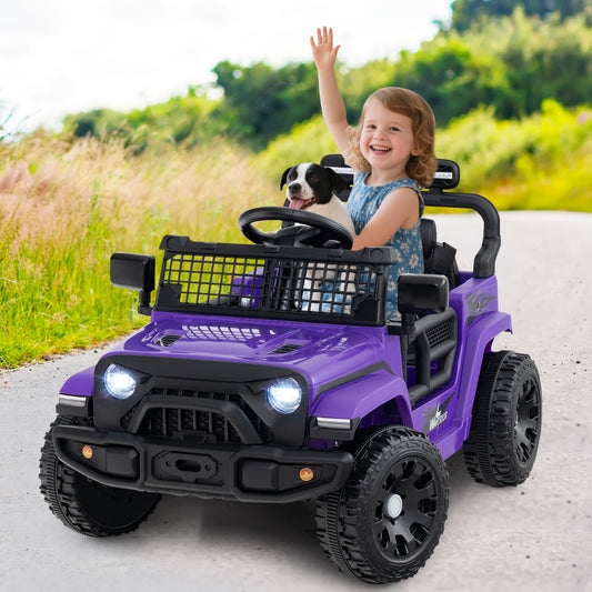 12V Kids Ride on Truck Car with Remote Control for Kid Over 3 Years Old-Purple