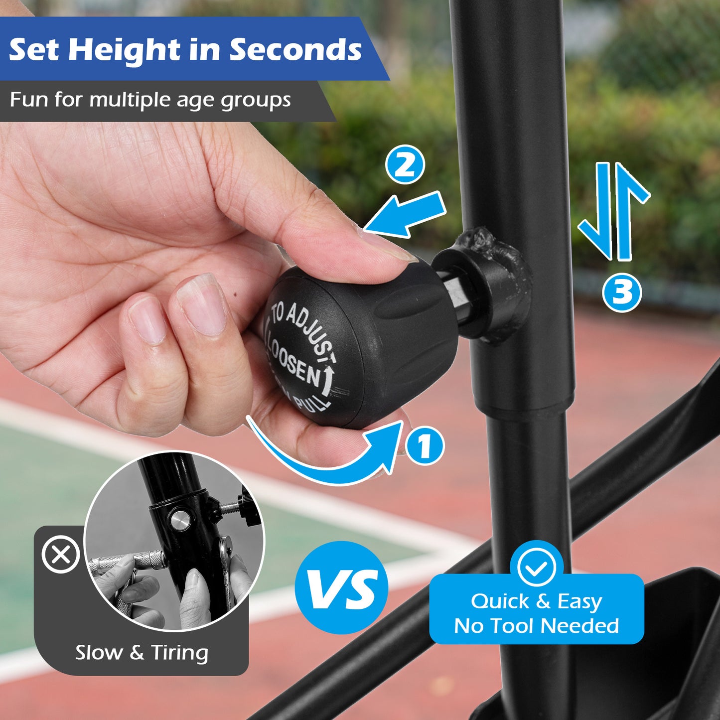 131-263 cm Rim Height Adjustable Basketball Hoop with Shatterproof Backboard Wheels and Weight Bag for Teens