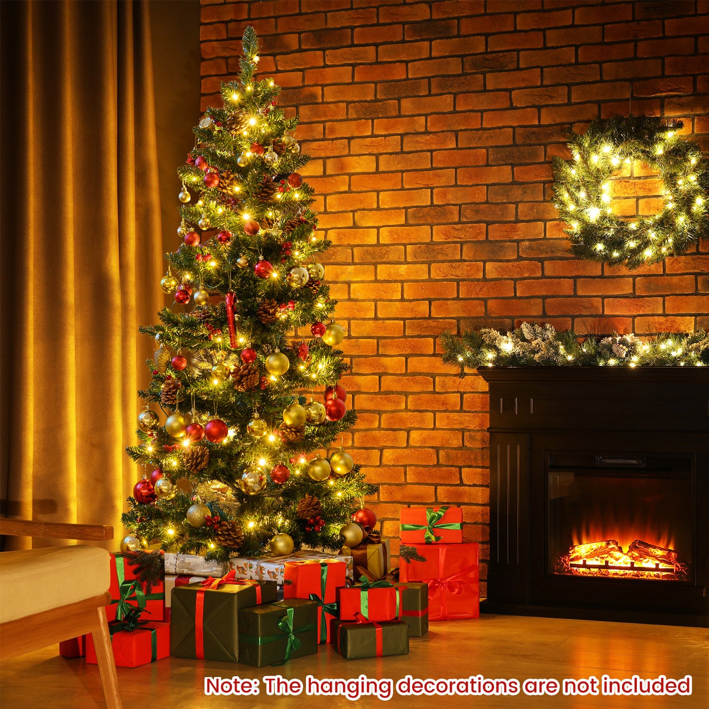 150 CM Pre-Lit Artificial Christmas Tree Spiral Holiday Tree with 448 Branch Tips-1.5 M