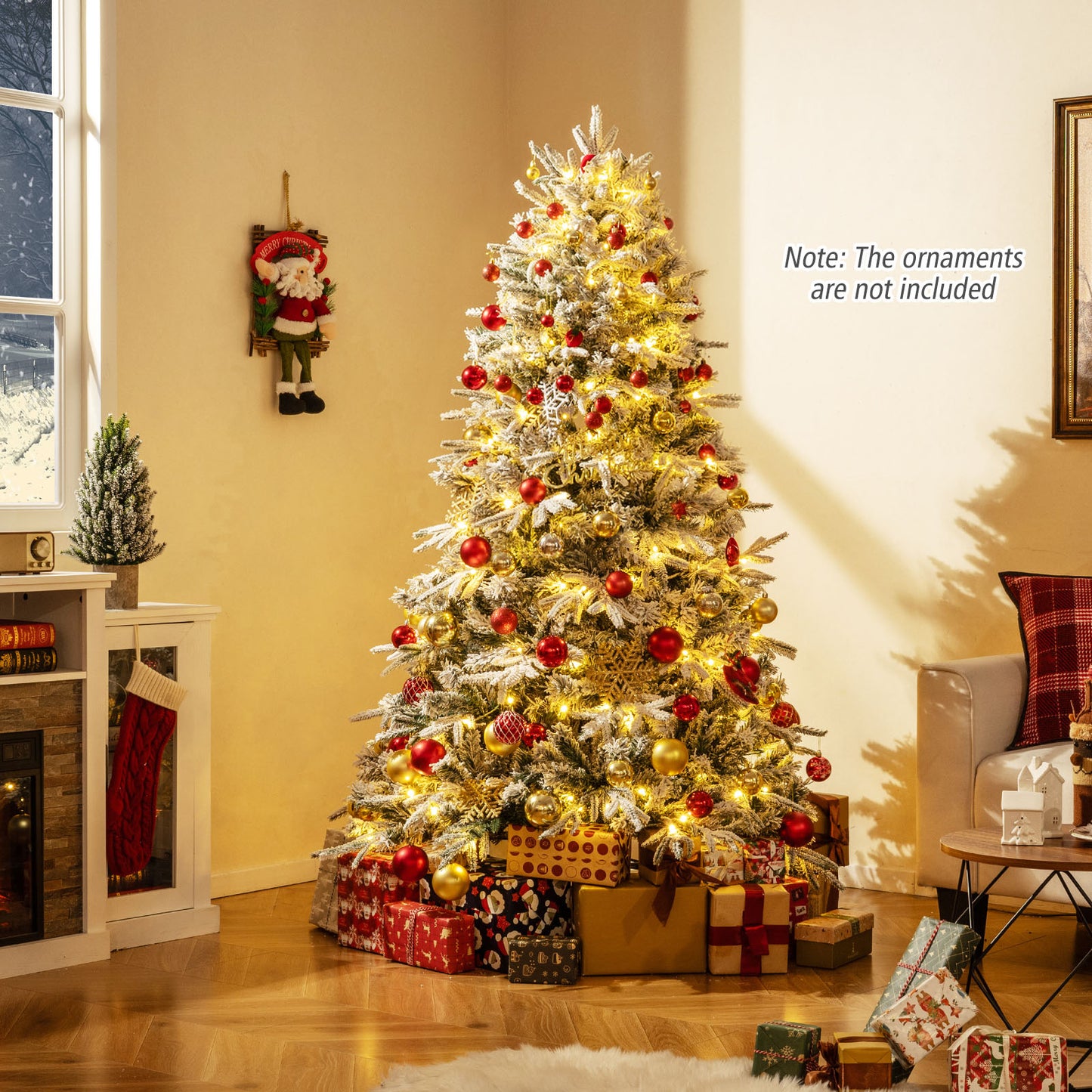 180 cm Artificial Christmas Tree Pre-lit Hinged Xmas Tree with 270 Warm White LED Lights-1.8M