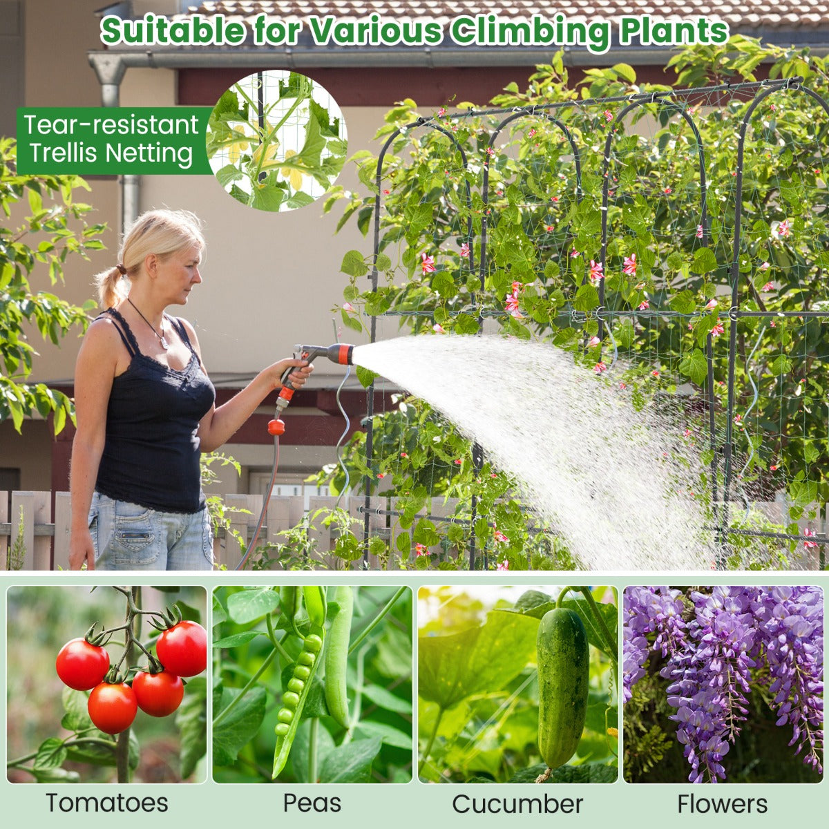 180 x 180 cm U-Shaped Garden Arched Trellis for Climbing Plants