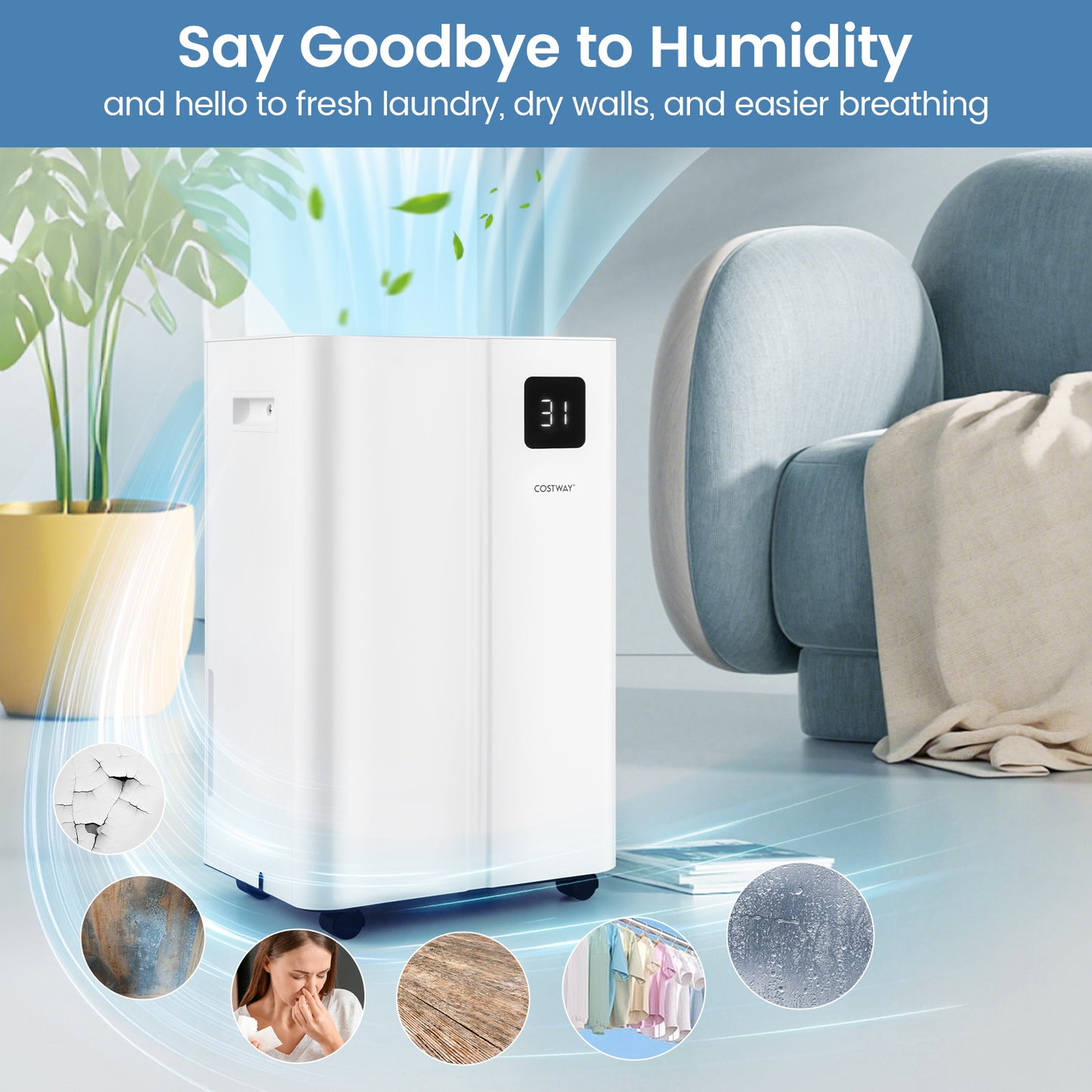 20L Dehumidifier for Home and Basement-White