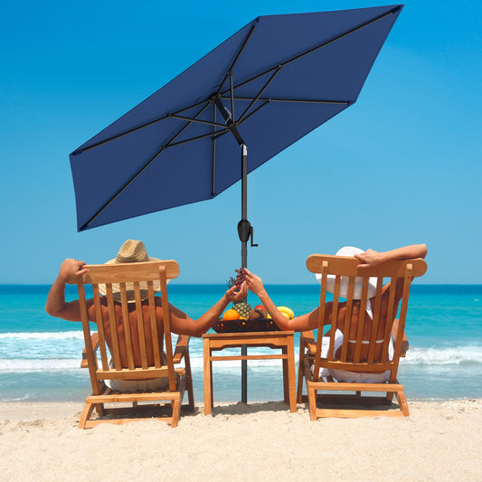 230CM Patio Umbrella with Push Button Tilt and Vented Canopy-Navy