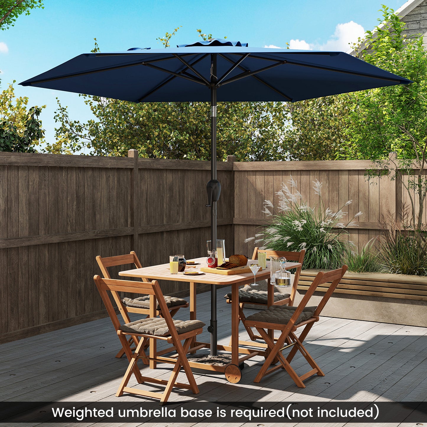 230CM Patio Umbrella with Push Button Tilt and Vented Canopy-Navy