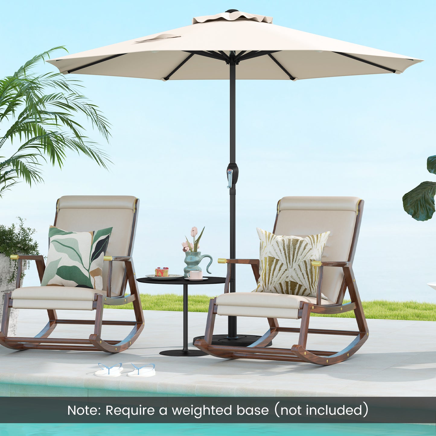 250 cm Patio Umbrella Outdoor Heavy Duty Market Umbrella-Beige