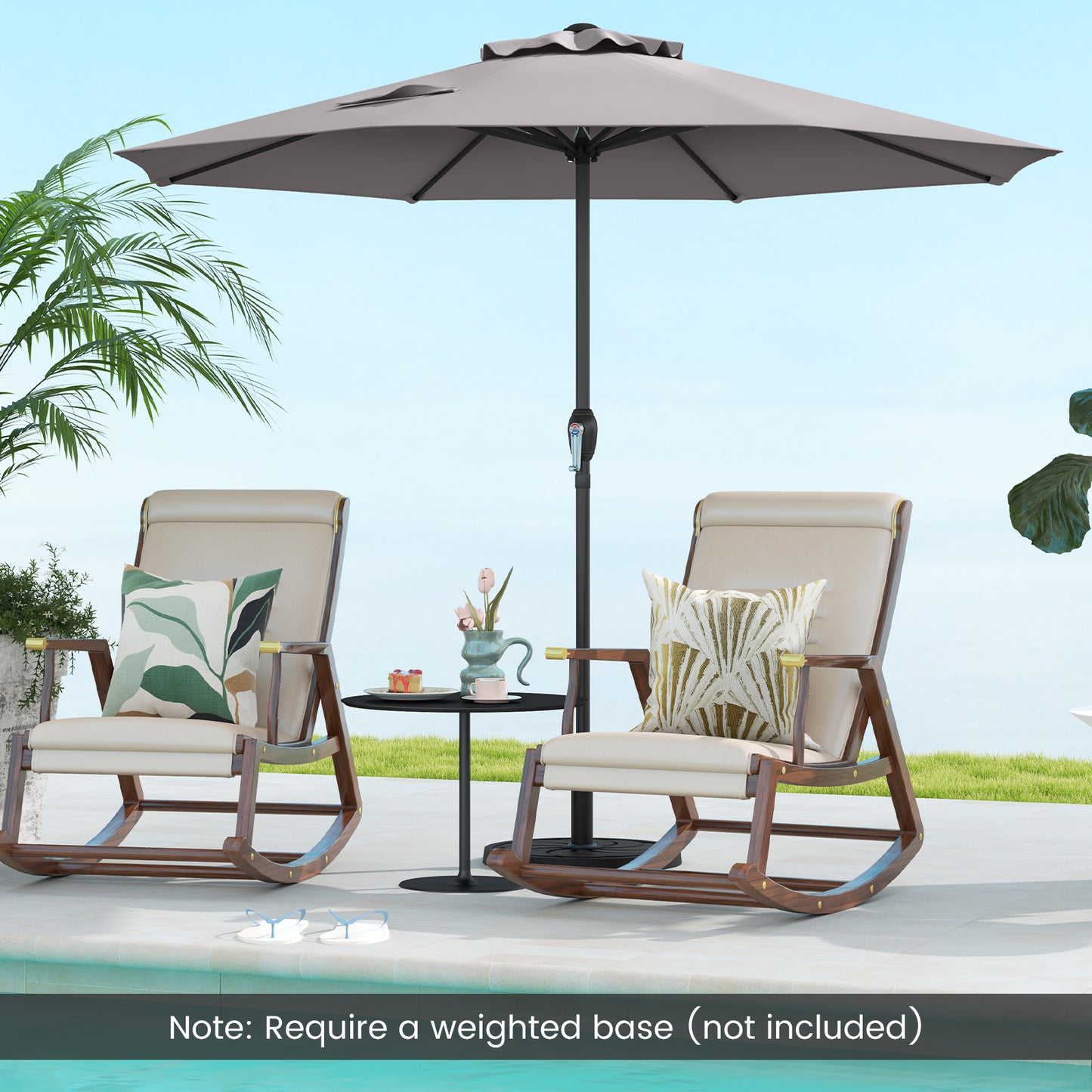 250 cm Patio Umbrella Outdoor Heavy Duty Market Umbrella-Grey