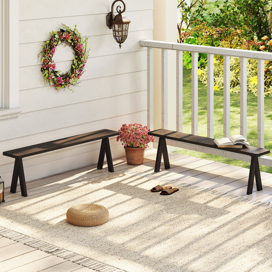 3-Person Outdoor Bench Set of 2 with 360 kg Bearing Capacity-Dark Brown
