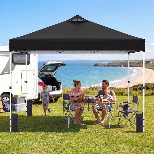 300 x 300 cm Pop up Canopy Tent 1 Person Easy Setup Gazebo Shelter with 1 Button Push-Black