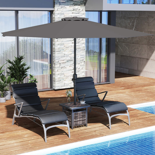 350 cm Patio Umbrella 8 Sturdy Ribs Table Umbrella with Crank Handle-Grey