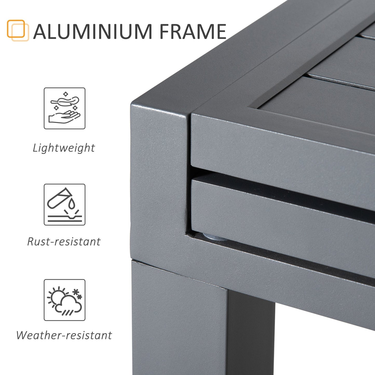 Outsunny Extendable Garden Table 135-270cm x 90cm x 75cm, 10 Seater Outdoor Dining Table with Aluminium Frame for Lawn, Balcony and Backyard, Grey