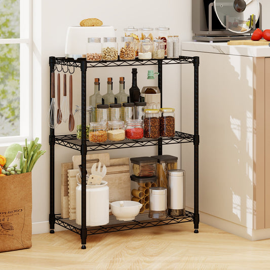 3/4/5/6-Tier Wire Shelving Unit Adjustable Metal Storage Shelves with V-shaped Shelving Rack-3-Tier