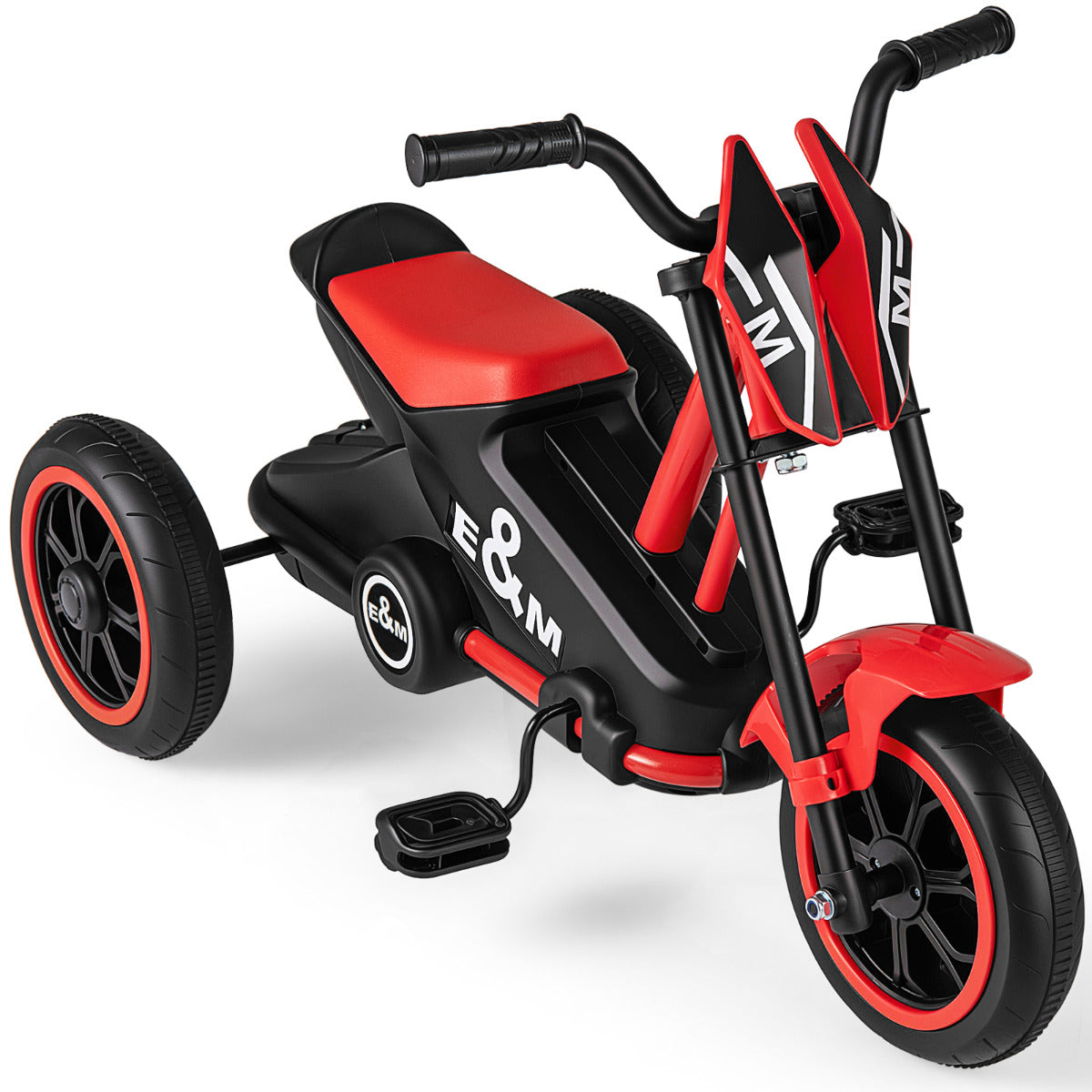 3-Wheel Toddler Bike with Foot Pedals and Steering Handlebars-Red