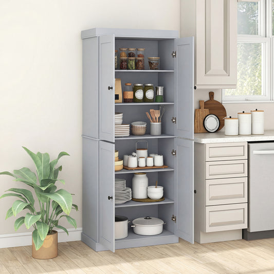 4-Door Modern Freestanding Storage Organizer with 2 Adjustable Shelves-Grey