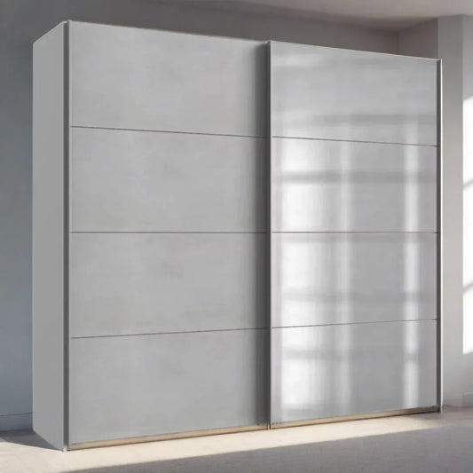 Sliding Wardrobe AMBER 2 Door Mirrored Wardrobe Grey 225cm