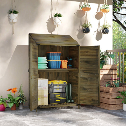 Outsunny 103.5 x 59 cm Wooden Garden Shed - Brown