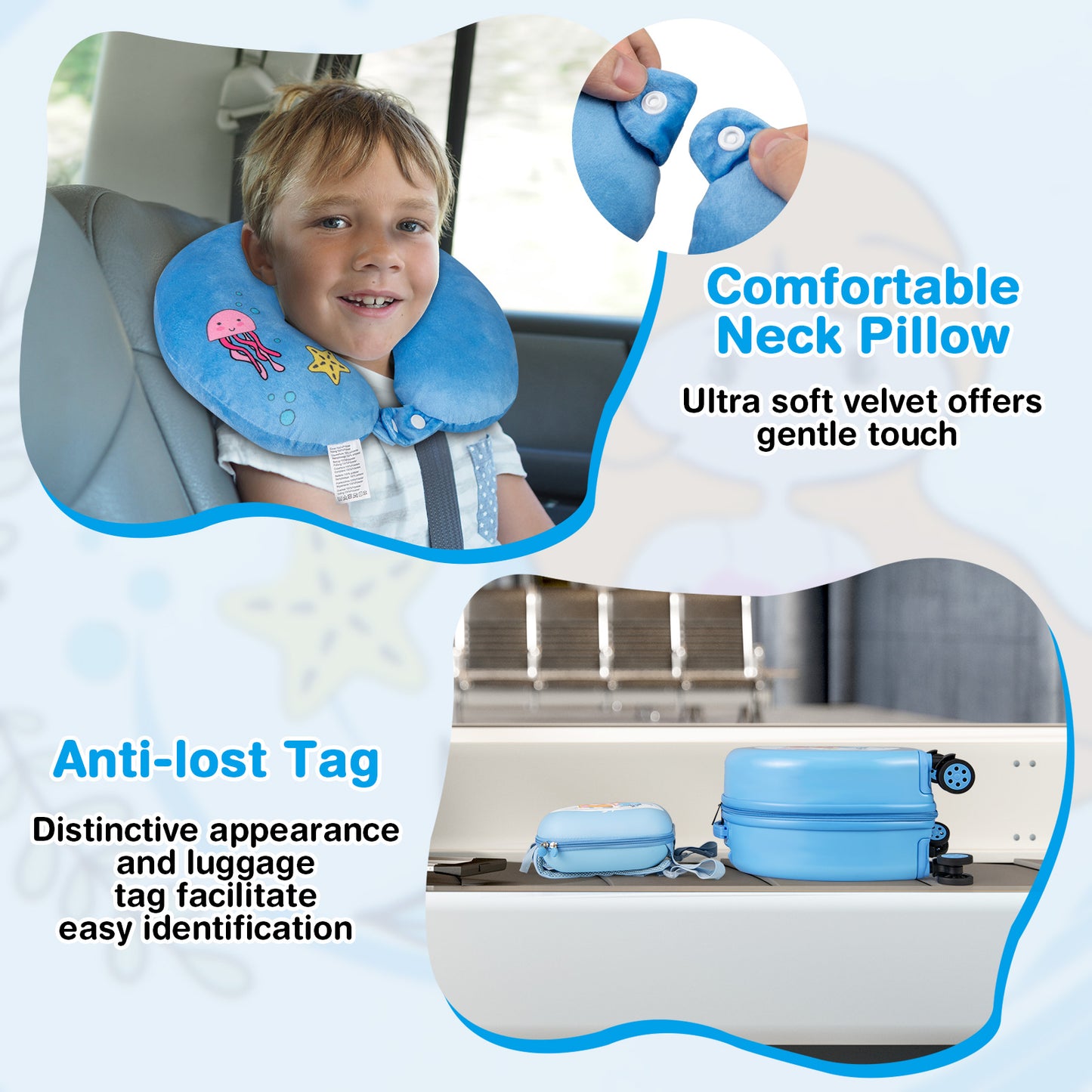 4-Piece Kid’s Luggage Set Kids Journey Suitcase Set-Blue