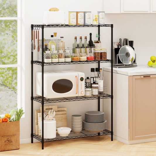 3/4/5/6-Tier Wire Shelving Unit Adjustable Metal Storage Shelves with V-shaped Shelving Rack-4-Tier-M