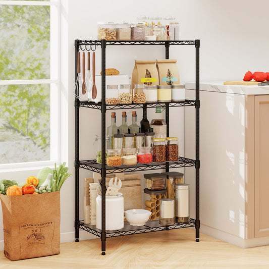 3/4/5/6-Tier Wire Shelving Unit Adjustable Metal Storage Shelves with V-shaped Shelving Rack-4-Tier-S