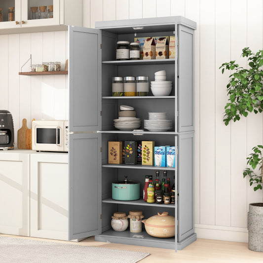 4 Door Freestanding Kitchen Pantry Buffet Cabinet-Grey