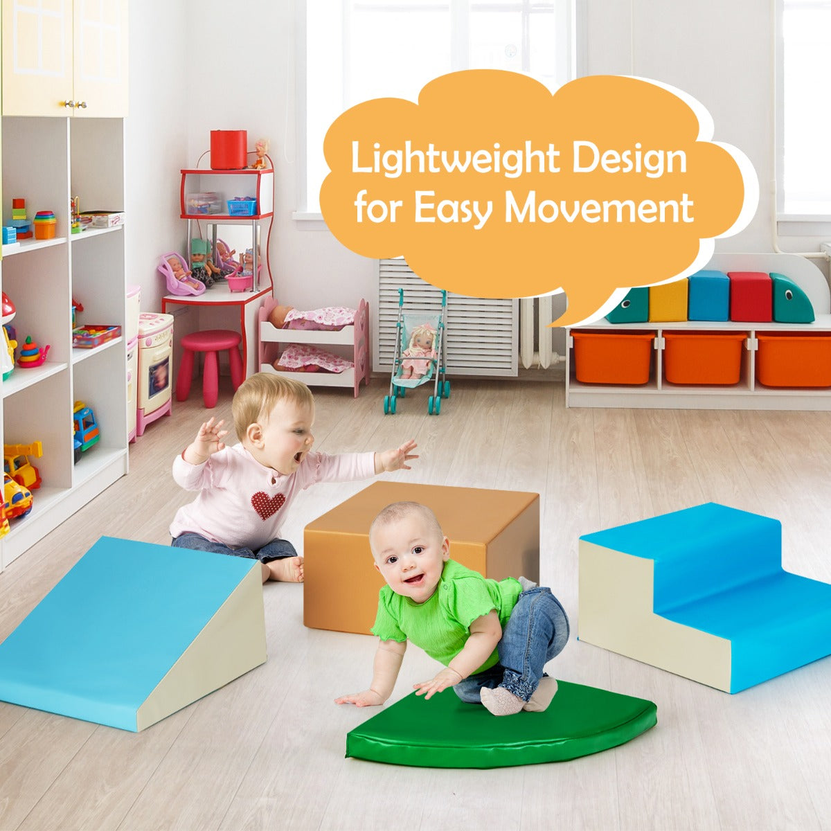 4 Pieces Climb and Crawl Foam Play Set for Toddlers Preschoolers-Blue