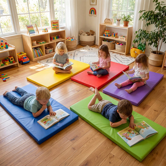5-Pack Kids Nap Mats 5.5 CM Thick Sponge Rest Mats with PU Covers for Toddlers-Rainbow