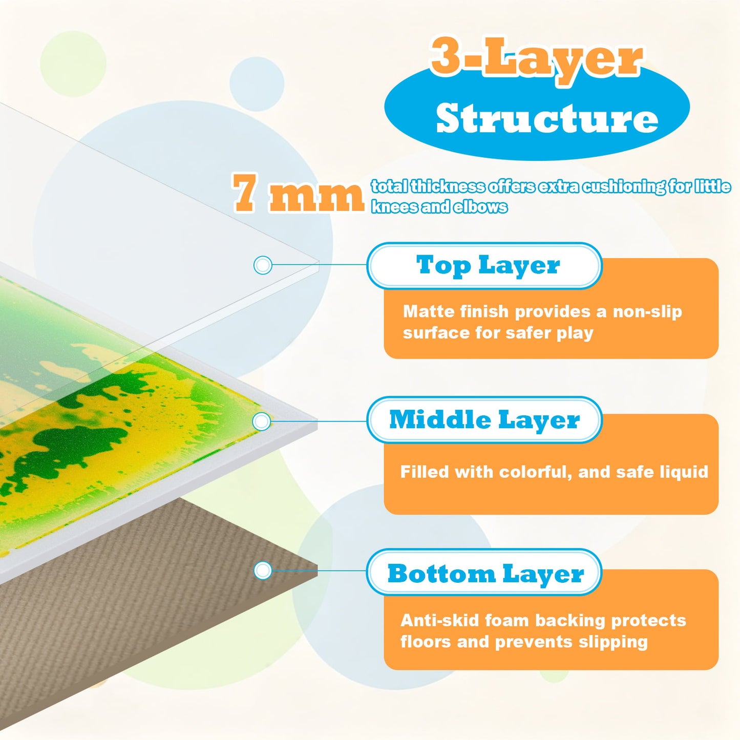 6 Piece 30 x 30 CM Square Liquid Puzzle Pads for Kids