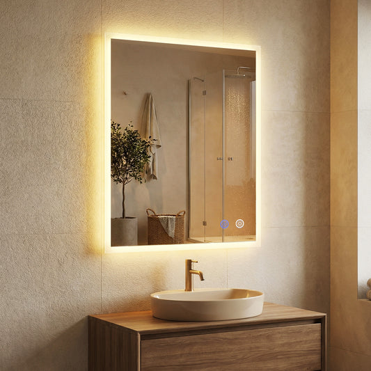 70 x 50 CM LED Bathroom Mirror with Anti-fog and Memory