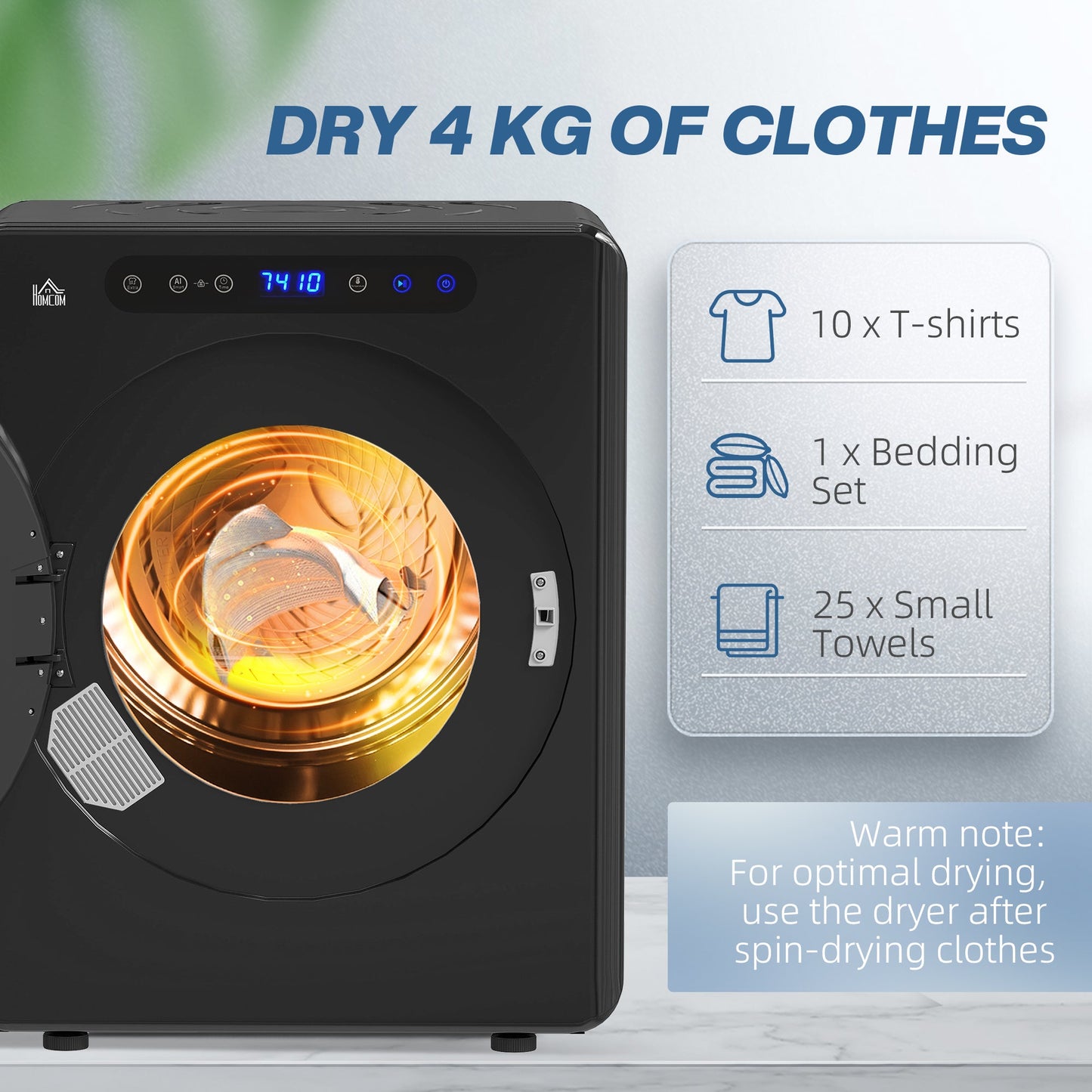 HOMCOM 4kg Compact 40-60â Tumble Dryer - Black
