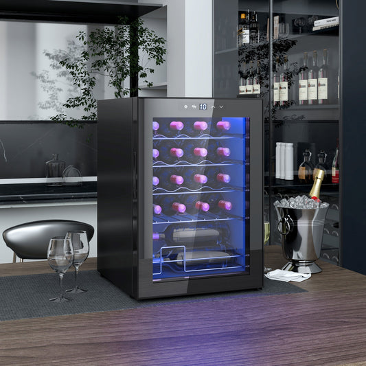 HOMCOM 20 Bottle 5-18℃ Countertop Wine Fridge - Black