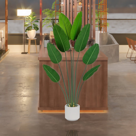 1.9 M Artificial Banana Leaf Tree with 8 Fabric Banana Leaves and Stable Cement-filled Pot