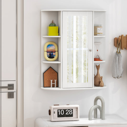 Bathroom Medicine Cabinet with Mirror with 3 Adjustable Shelves-White