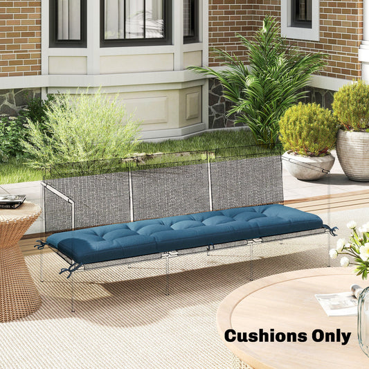 Outsunny Sun Lounger Cushion, Memory Foam Patio Chair Cushion with Ties, Outdoor Seat Pad Fits 190 x 60 cm Lounger, Blue
