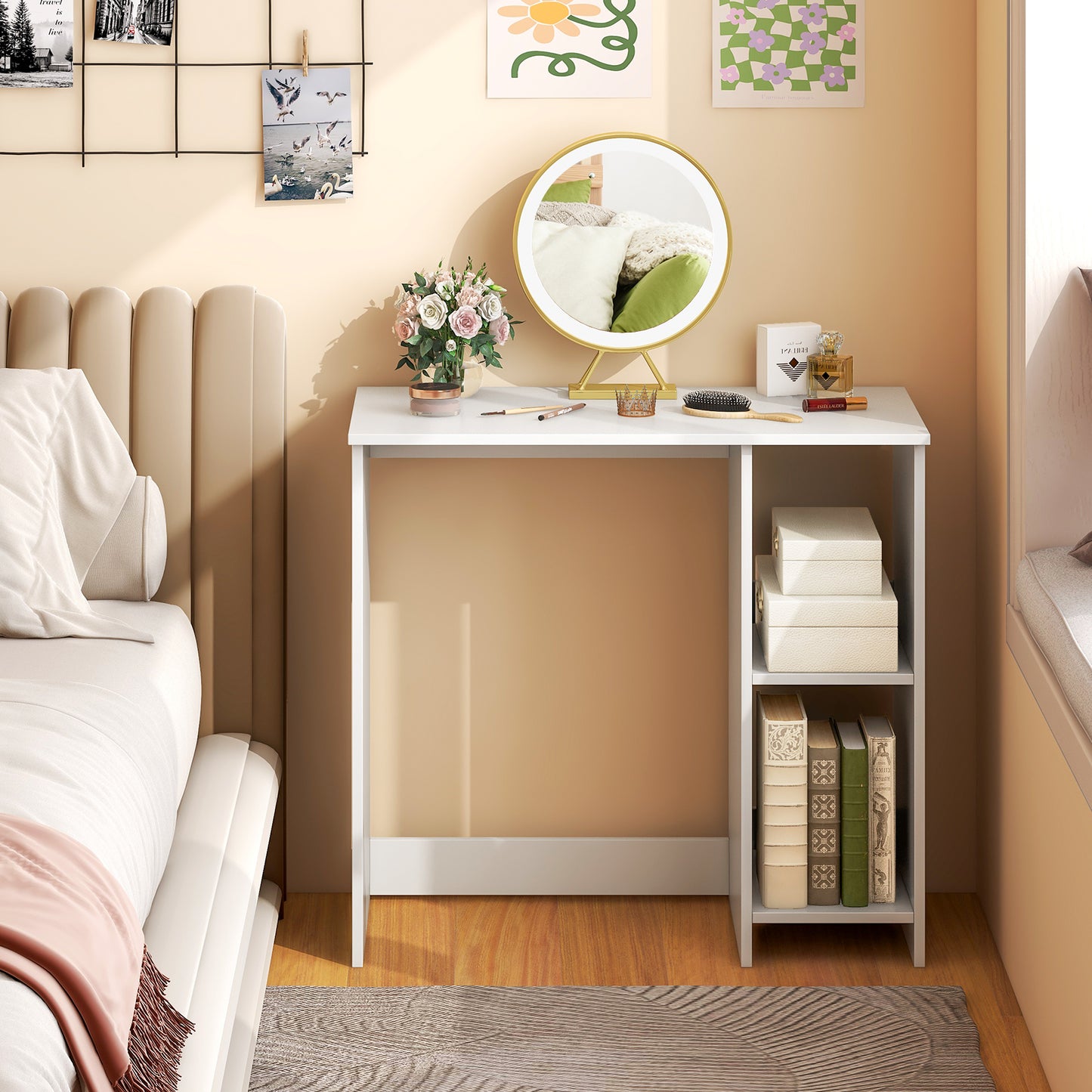 31.5 Inch Home Office Desk for Small Space-White