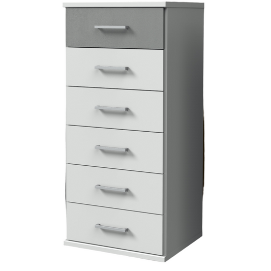 Grey Chest of Drawers COMODO Tallboy Medium Chest, 6 Drawers