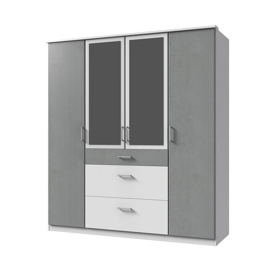 Wardrobe COMODO 4 Door Wardrobe White and Grey 180cm