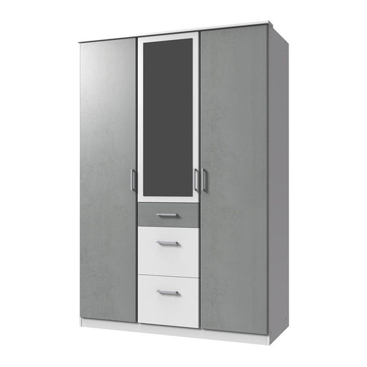 Wardrobe COMODO 3 Door Wardrobe White and Grey 135cm