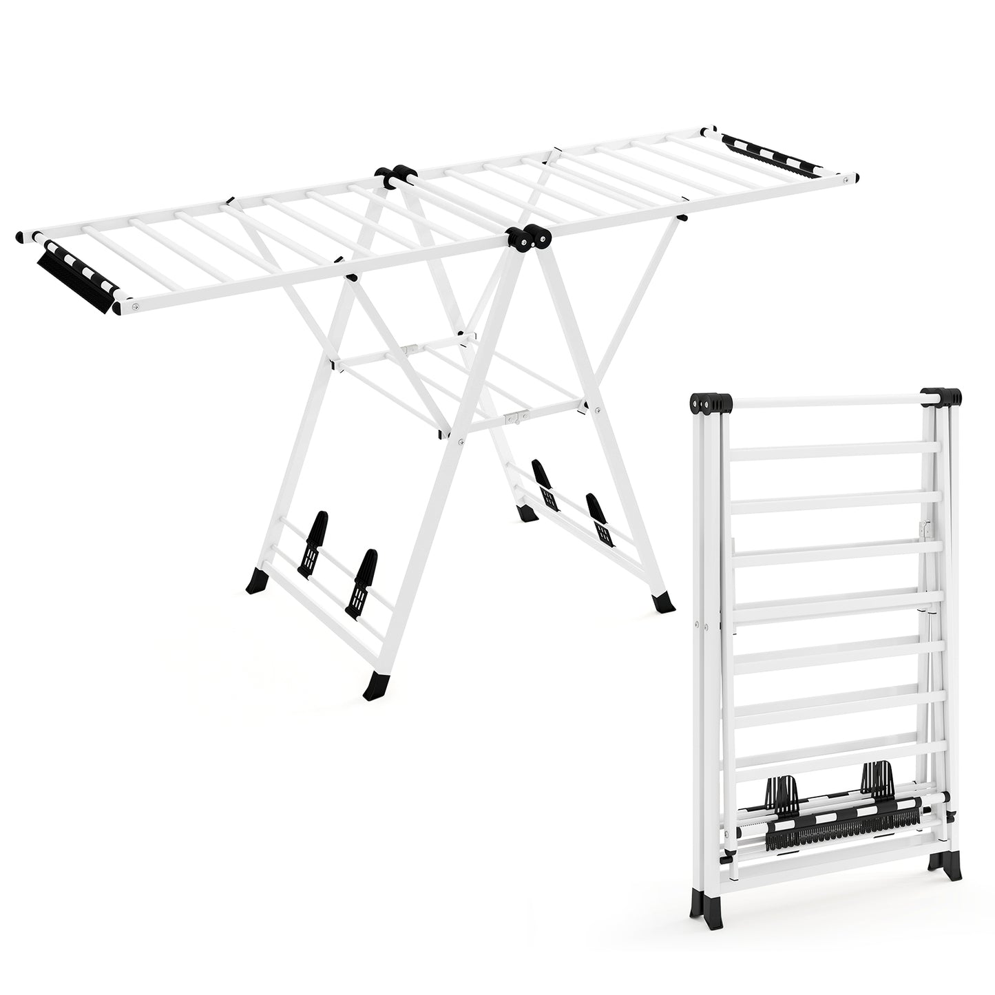 Clothes Drying Rack Foldable Metal Laundry Drying Rack-White