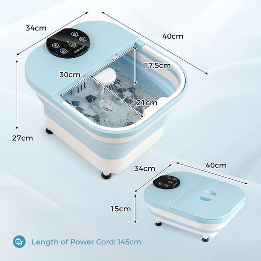 Collapsible Foot Spa Massager Bath Tub with Heat Shower and Timer-Blue