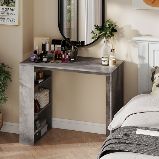 Computer Desk with Bookshelf for Study Living Room-Grey