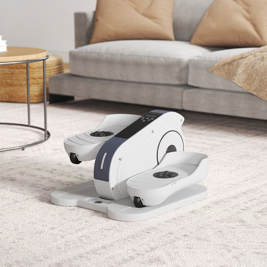 SPORTNOW Under Desk Elliptical Machine, Seated Pedal Exerciser, Mini Electric Elliptical Machine for Seniors with LCD Monitor, Remote Control and 10 Adjustable Speed, Quiet & Portable, White