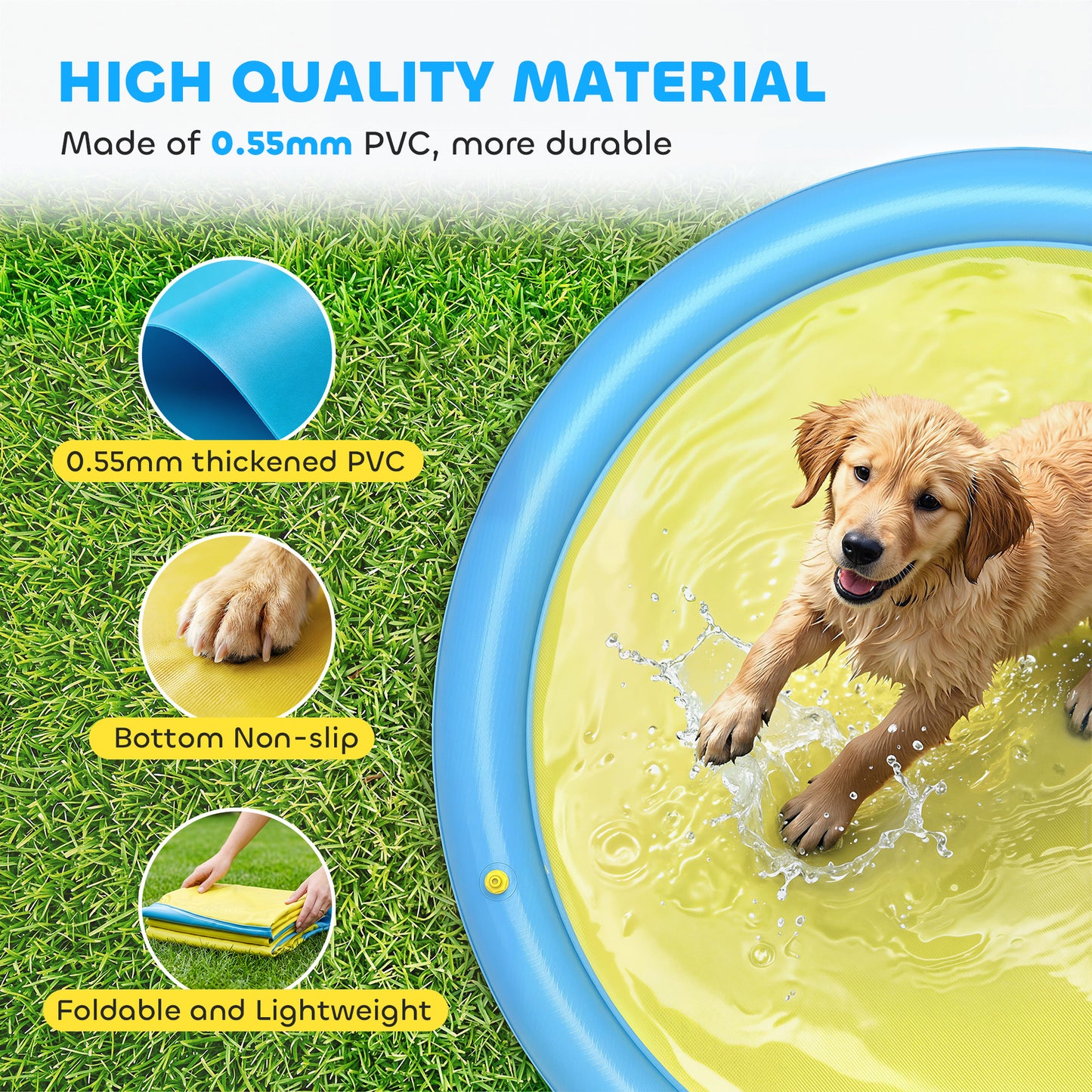 PawHut Dog Splash Pad for Garden, Patio, Summer Fun, 170 cm