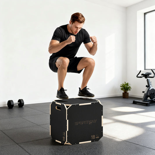 SPORTNOW Non-Slip Plyo Box, Corner-free Wooden Jump Box, 41 x 51 x 48 cm