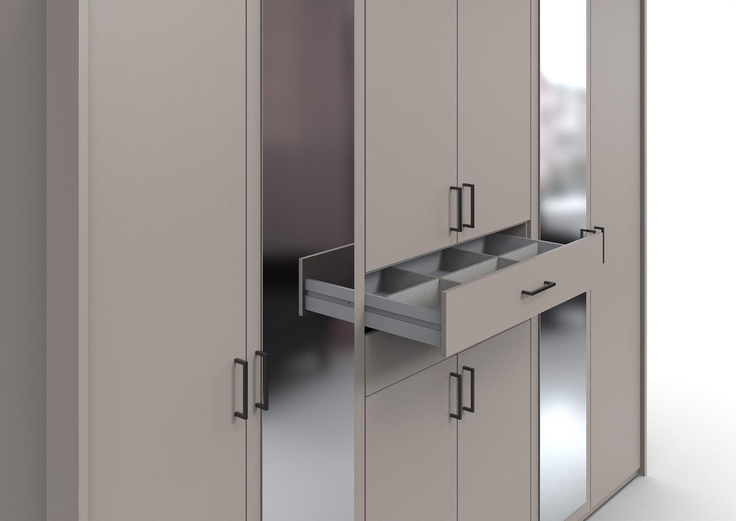 DOCKER 6 Door Mirrored Wardrobe Grey 270cm